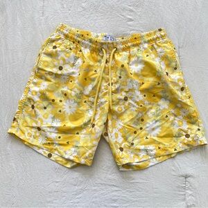 Free planet yellow cool groovy floral swim trunks men’s size L